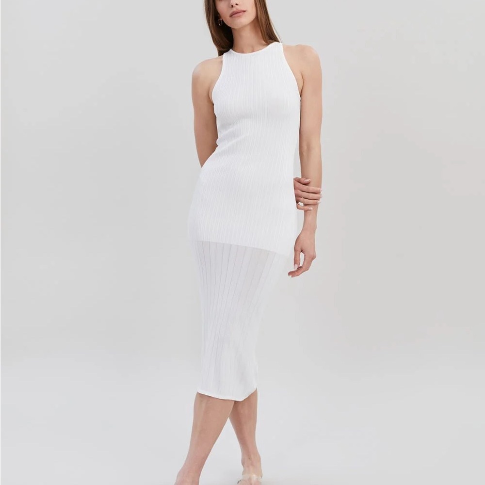 *NWT* White Solid & Striped Dress